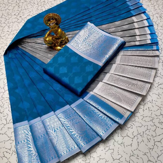 Embossed Soft Silk Saree