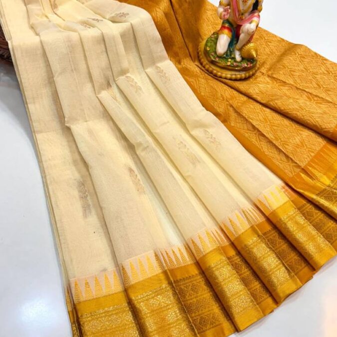 Pure Tusser Saree with Hand based Work