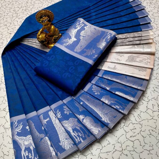 Soft Silk Saree - Blue Color