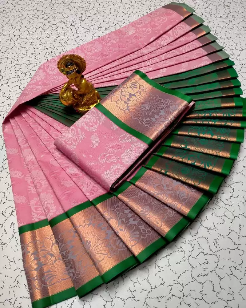Soft Silk Saree Pink Color